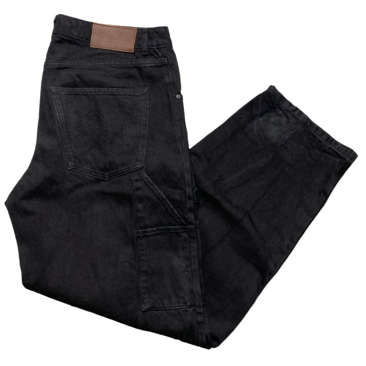 A1 Denim Soho Yacht Club Black Baggy Carpenter Cargo Denim Jeans (34W)