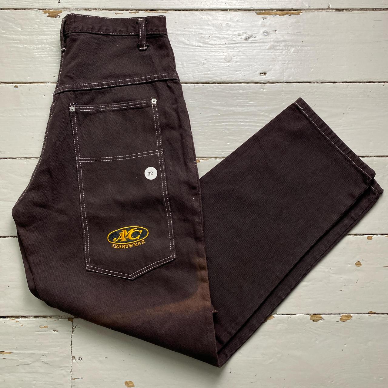 AMC Jeanswear Vintage 90’s Baggy Brown White Stitch Cargo Carpenter Jeans