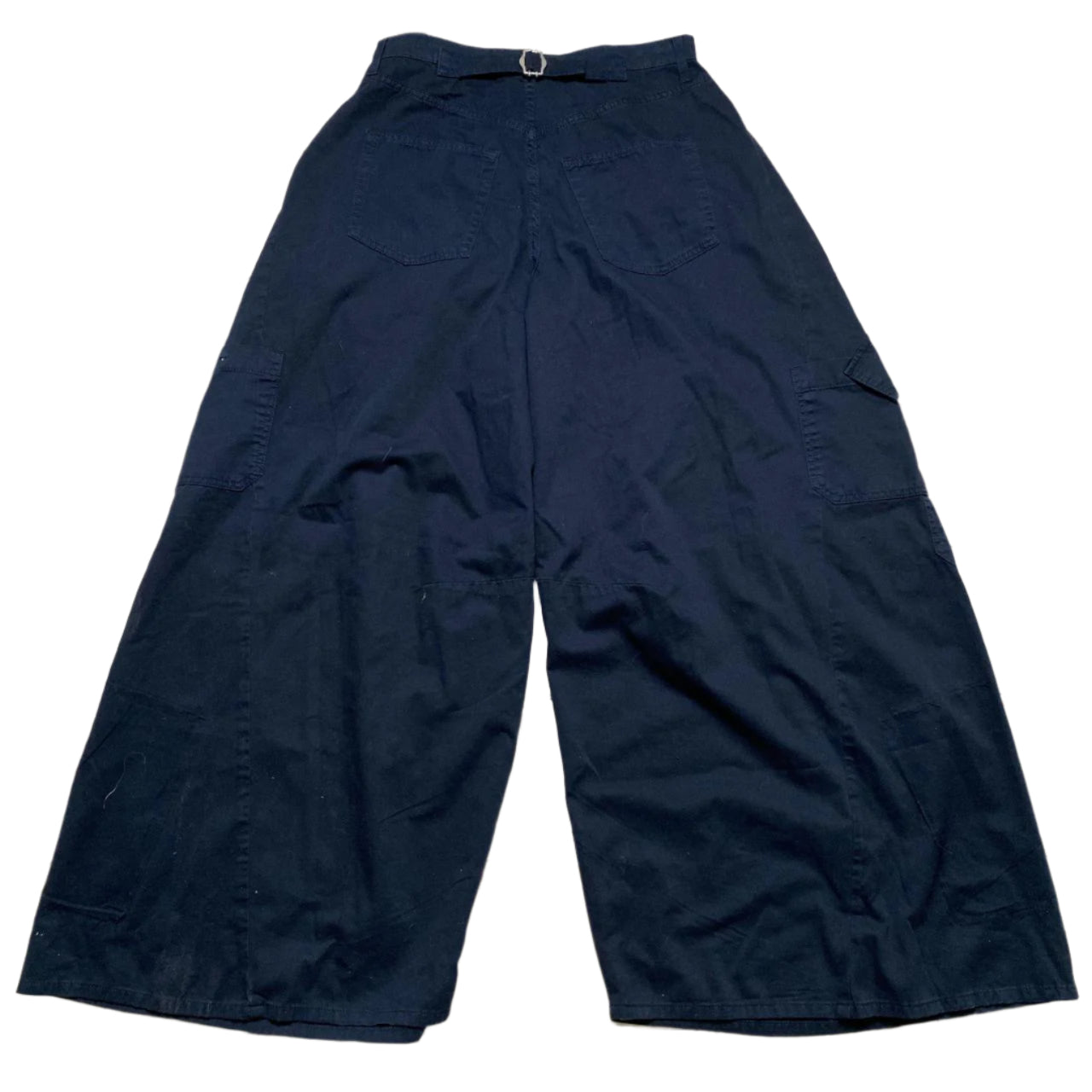 Wide Leg Womens Cargo Trousers Navy (30W)
