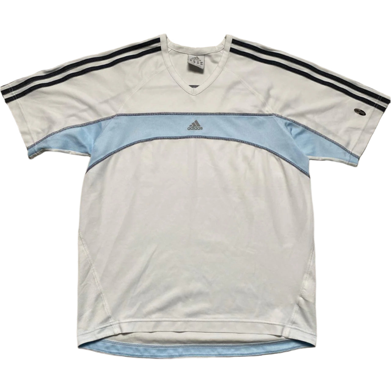 Adidas Climacool Vintage y2k White and Baby Blue Jersey T Shirt (M)