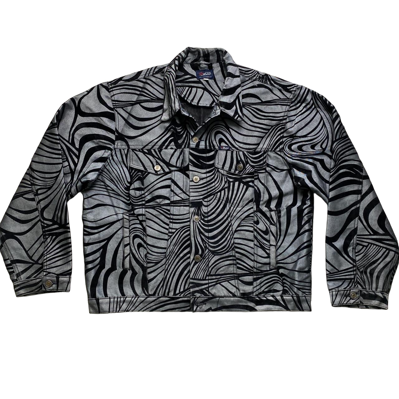 Classic Jeans Vintage 90’s Baggy Denim Jacket Silver and Black (2XL)