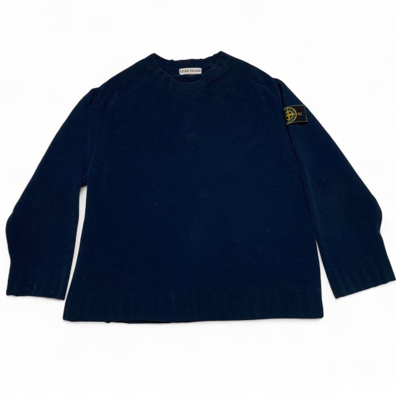 Stone Island Vintage 90’s Green Edge Navy Thick Jumper (XL)