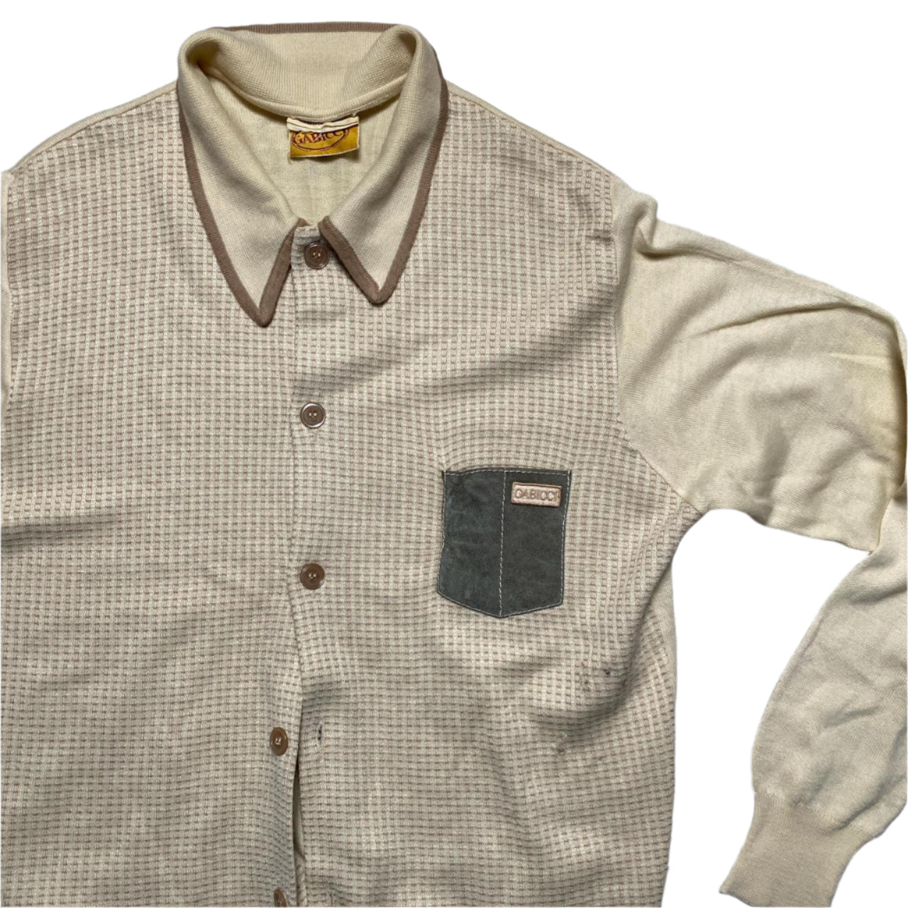 Gabicci Vintage Cream Long Sleeve Button Up Jumper (L)