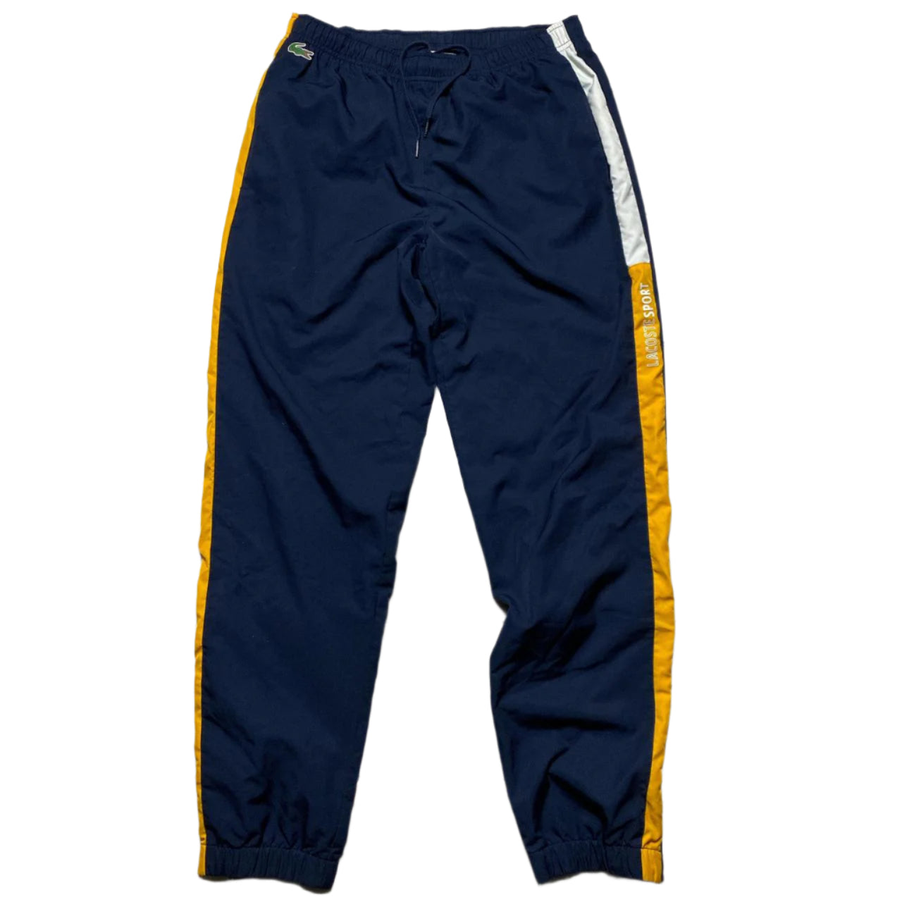 Lacoste Sport Navy and Yellow Shell Trackpant Bottoms (M)