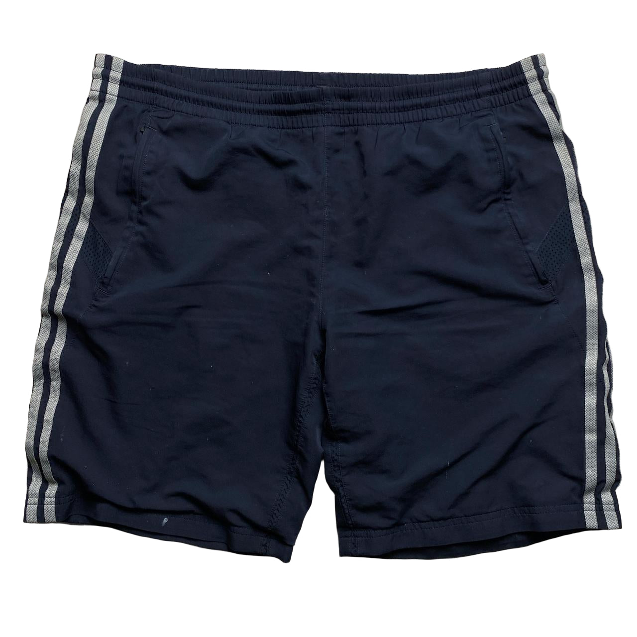Adidas Vintage Navy and Grey Shell Trackpant Shorts (M)