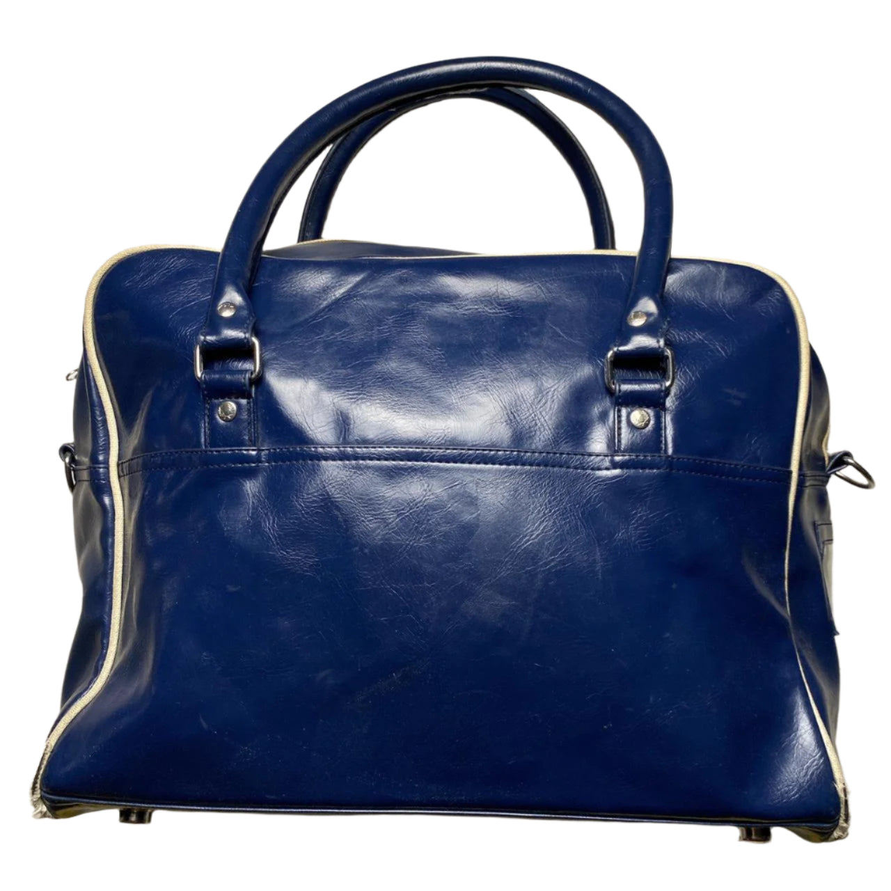 Navy and white Fred Perry leather weekend bag leather