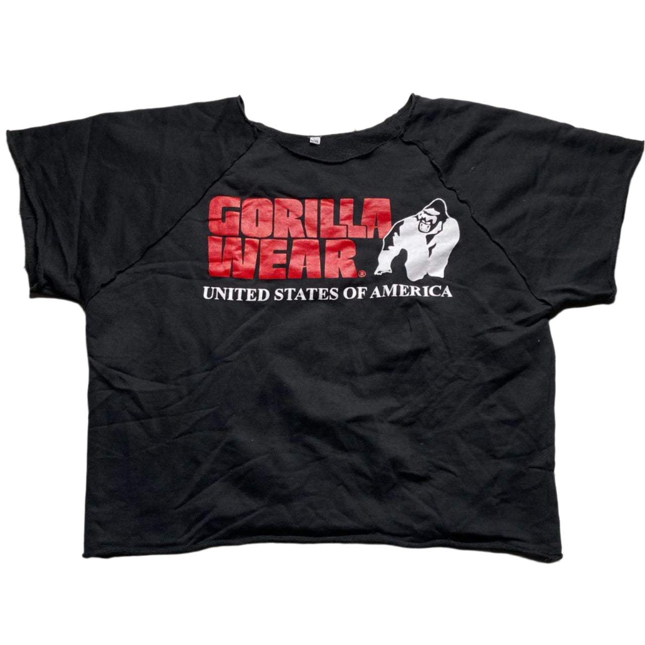 Gorilla Wear USA Black and Red Short Gym Sweatshirt Jumper (L)