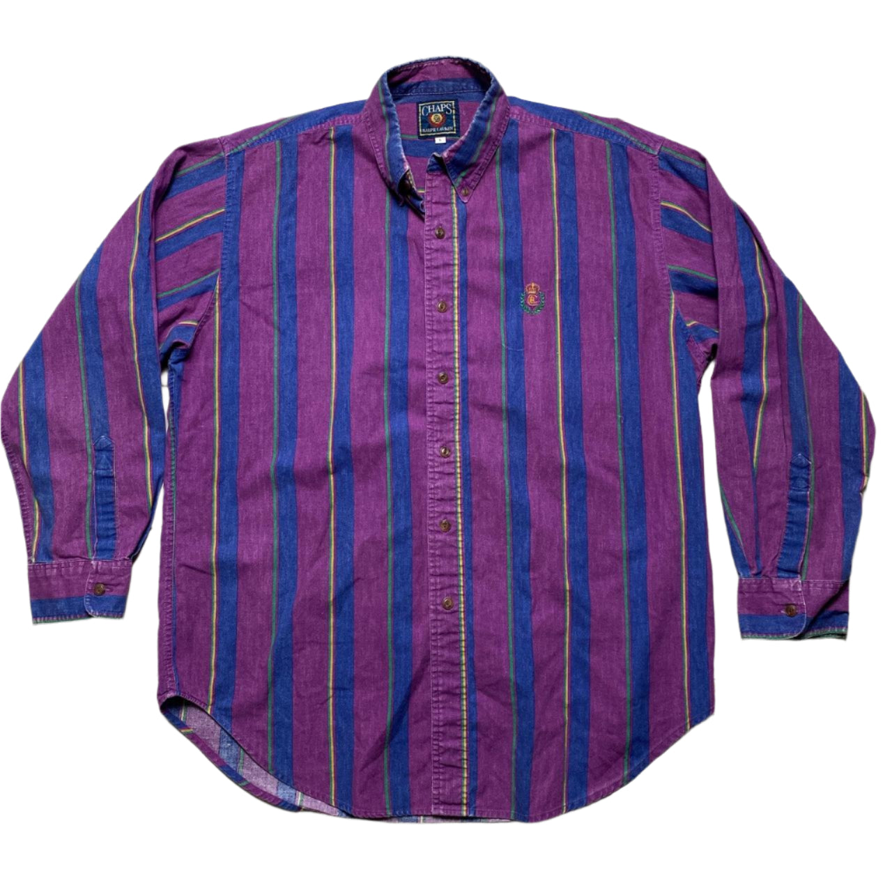 Chaps Vintage 90’s Purple and Blue Striped Shirt (L)