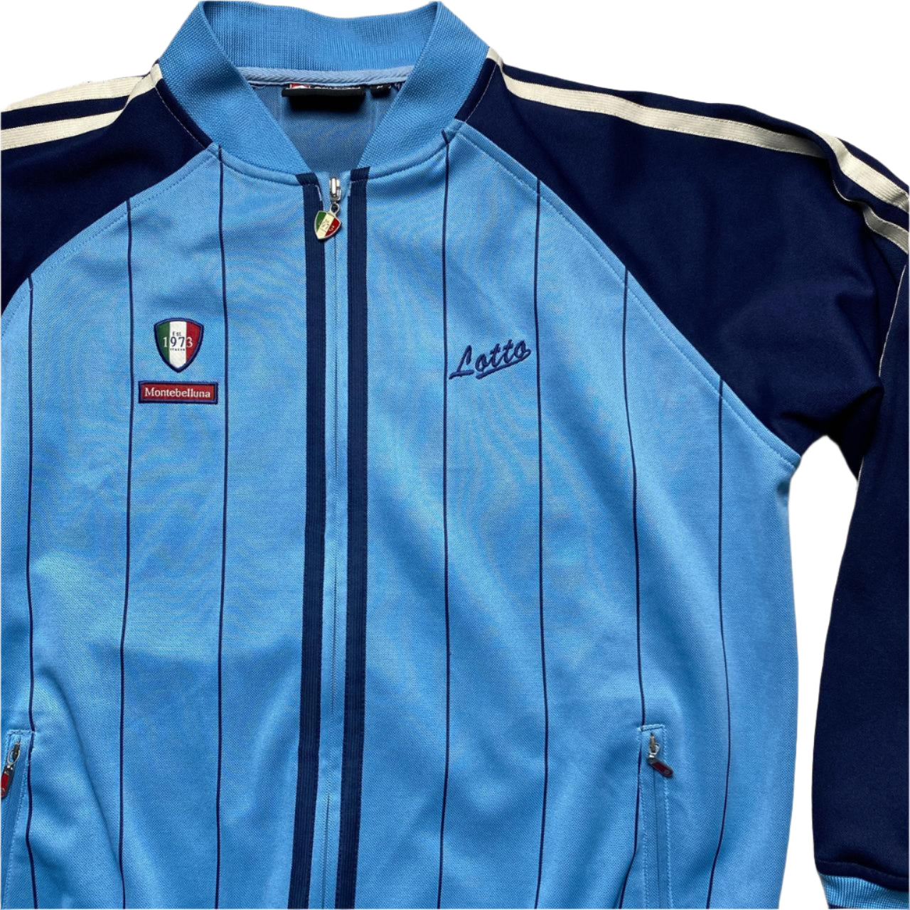 Lotto Blue and Navy Vintage Tracksuit Jacket (M)