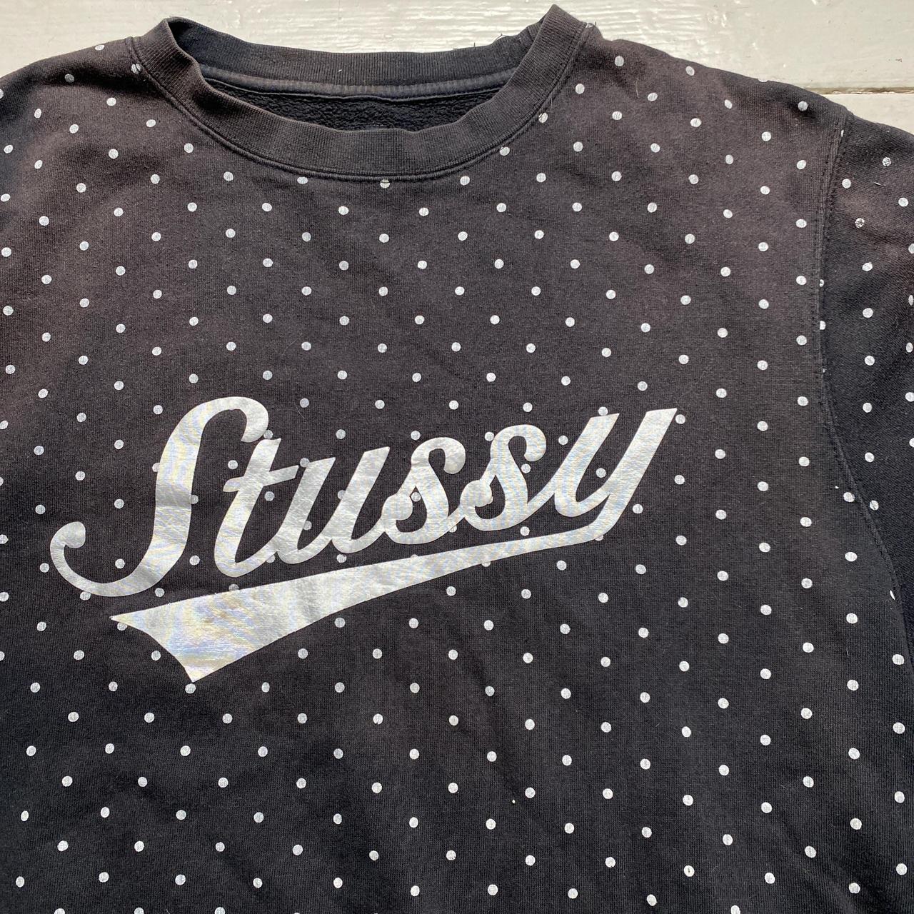 Stussy Black Polkadot Spellout Jumper Black and White