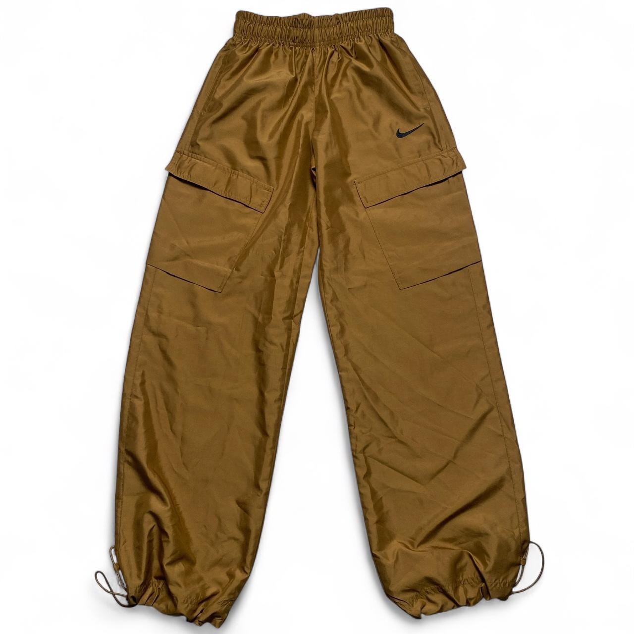 Nike Brown and Black Crop Vest and Shell Nylon Bottoms Tracksuit Set (S)