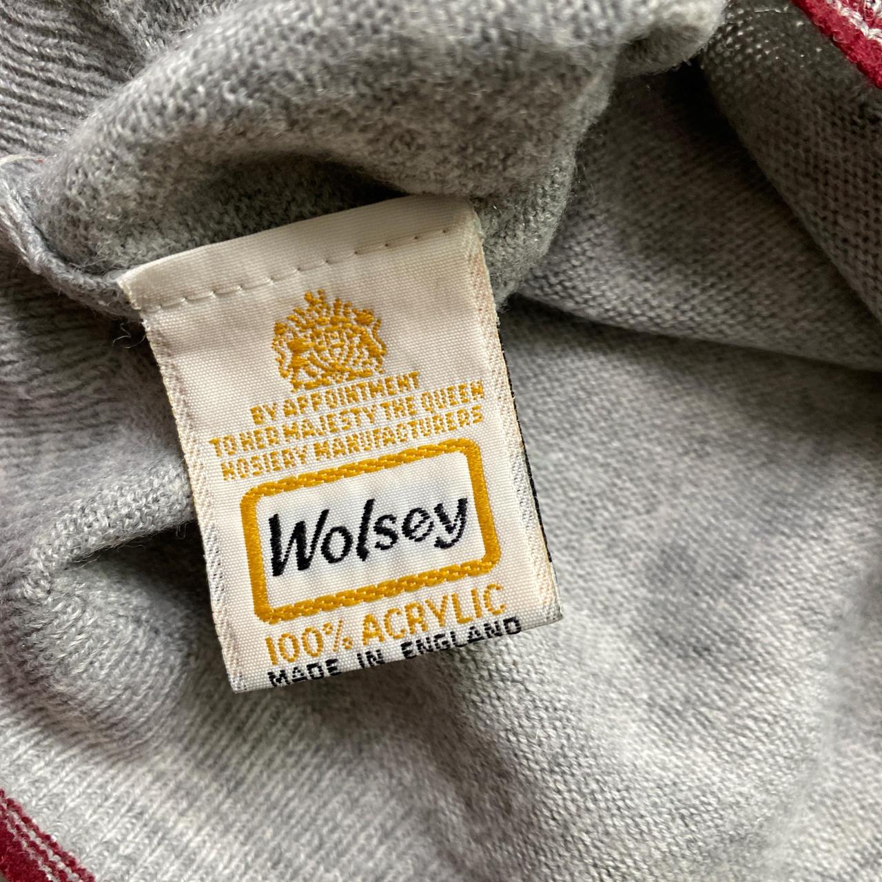 Wolsey Vintage 90’s Grey and Burgundy Turtle Neck Jumper (L)