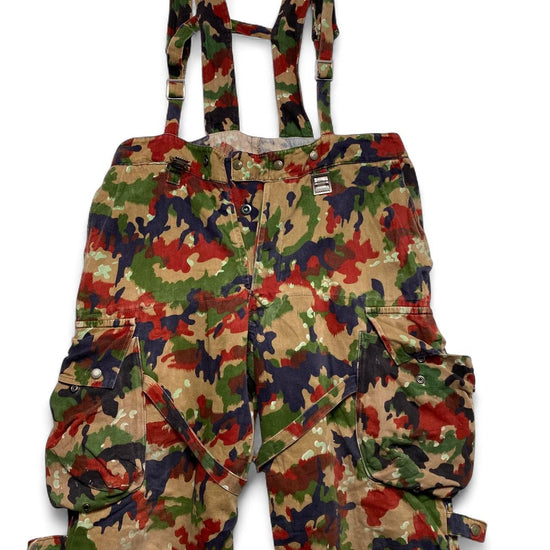 Swiss Camo M70 Camouflage Red Brown and Green Overall Cargo Dungaree Trousers (XL)