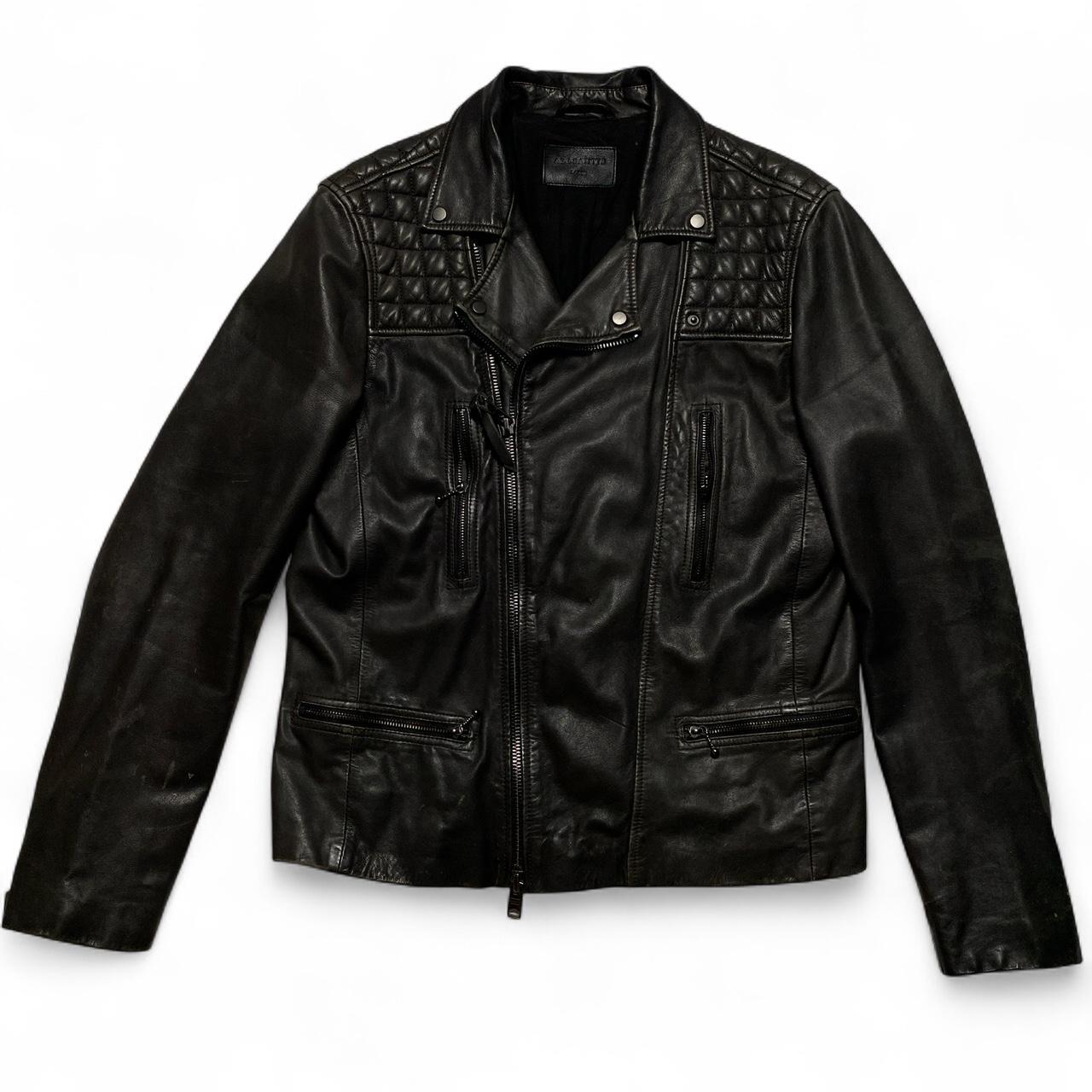 All Saints Black Leather Biker Jacket (L)