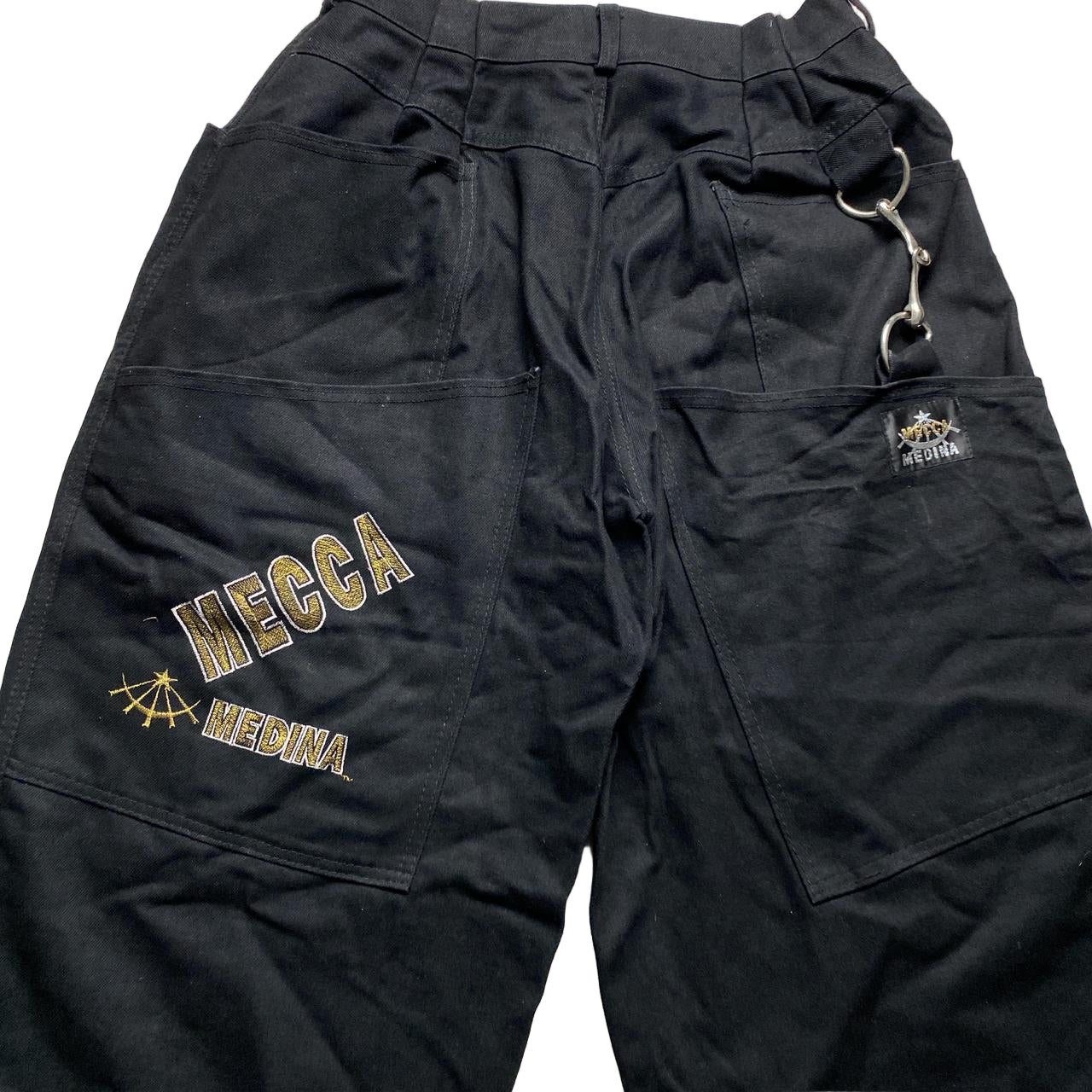 Mecca Medina Vintage 90’s Baggy Black and Gold Jort Jean Shorts (XL)