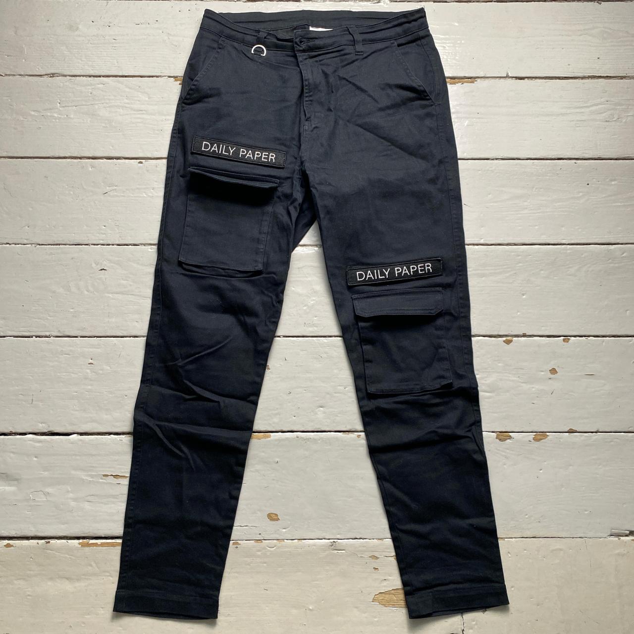 Daily Paper Black and White Velcro Cargo Combat Trousers