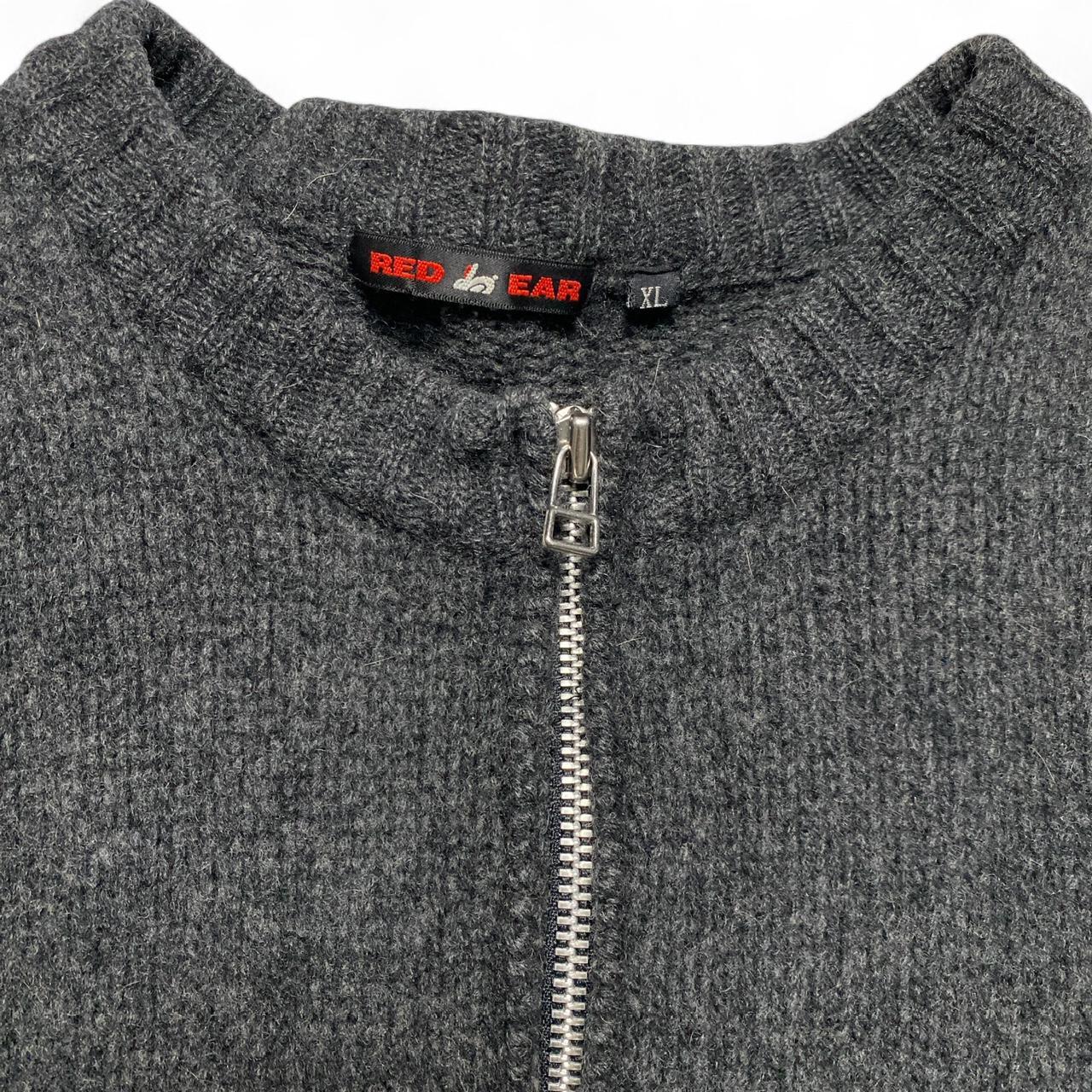 Paul Smith Red Ear Vintage Wool Grey and Red Arm Patch Zip Jumper (XL)