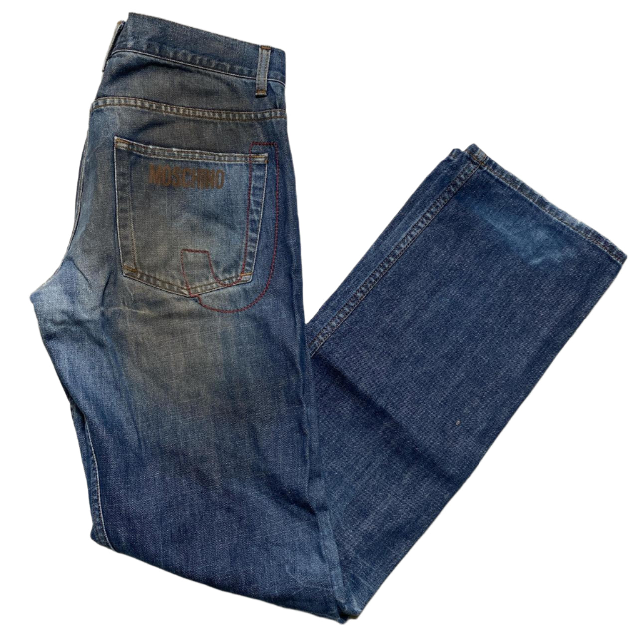 Moschino Jeans Vintage Baggy Navy Distressed Denim (34W)