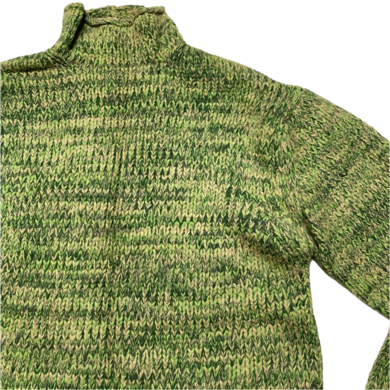 French Connection Vintage Green and Brown Knitted Jumper (XL)
