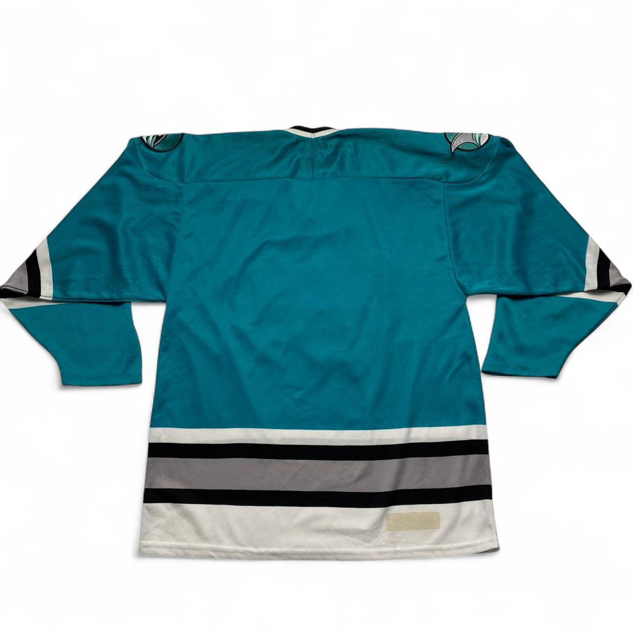San Jose Sharks Light Blue Black and White NHL Hockey Jersey (M)