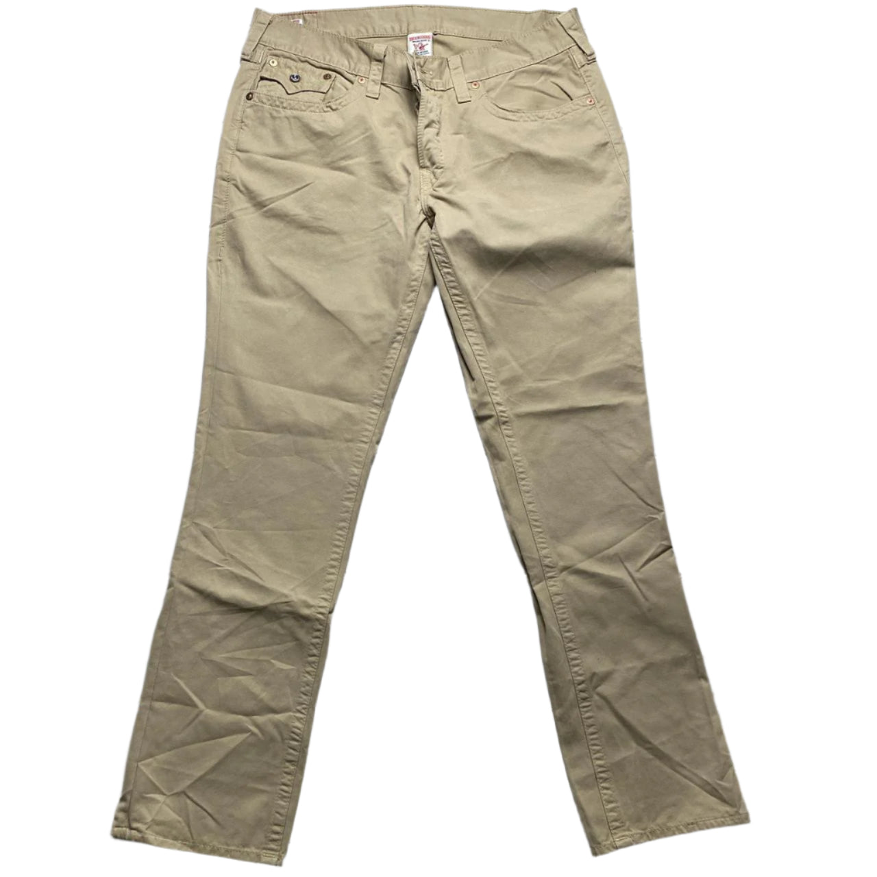True Religion Jack Cream Beige Baggy Stitch Jeans (38W)
