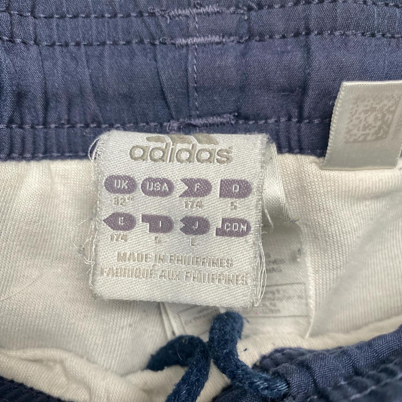 Adidas Navy and White Baggy Trackpant Shell Bottoms (L)