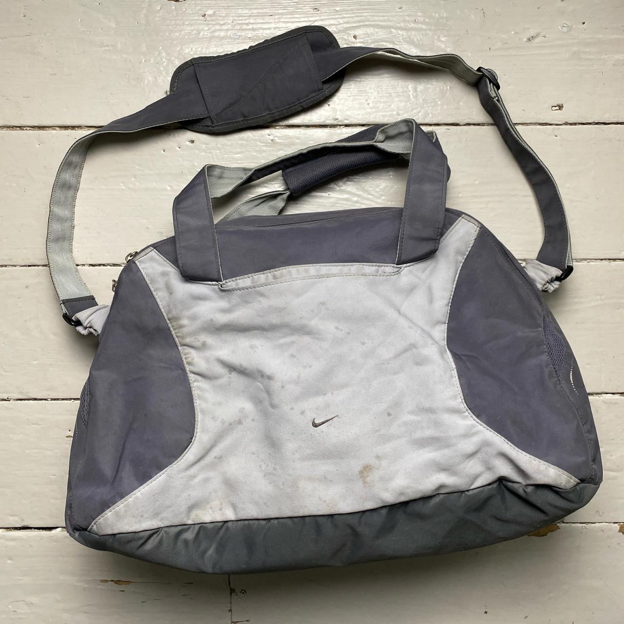 Nike Vintage y2k Small Swoosh Duffel Shoulder Travel Bag Two Tone Grey