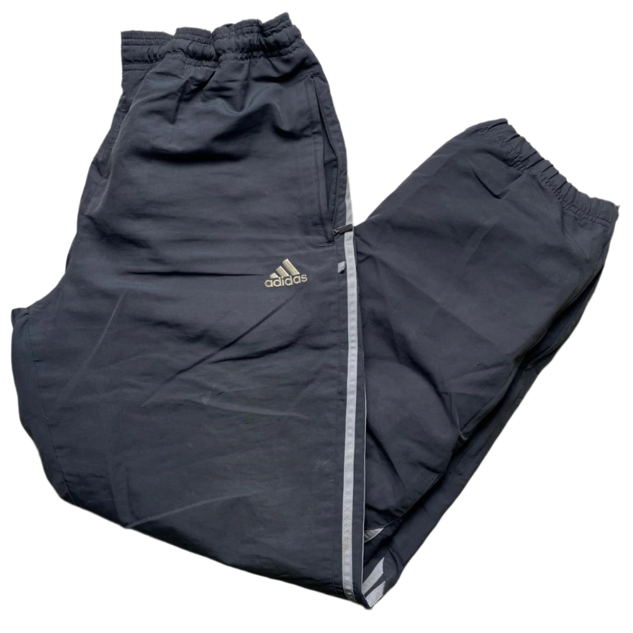 Adidas Grey and Silver Shell Trackpant Baggy Bottoms (L)