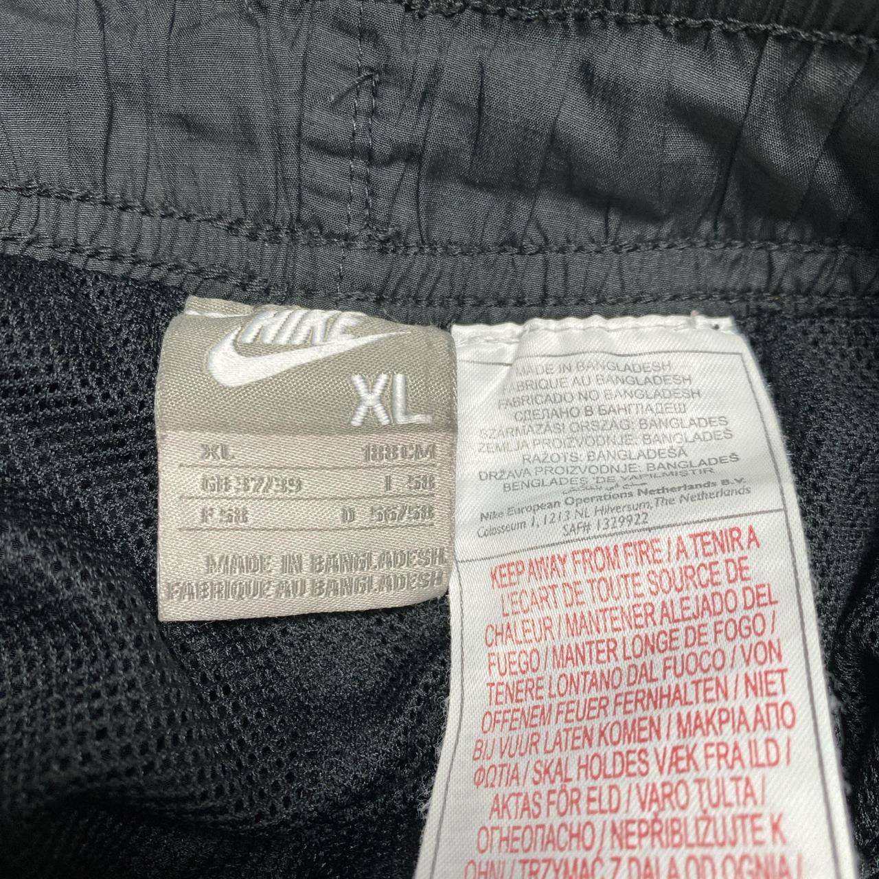 Nike Swoosh Black and White Baggy Shell Trackpant Bottoms (XL)