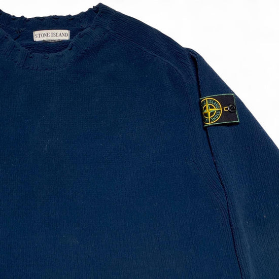 Stone Island Vintage 90’s Green Edge Navy Thick Jumper (XL)