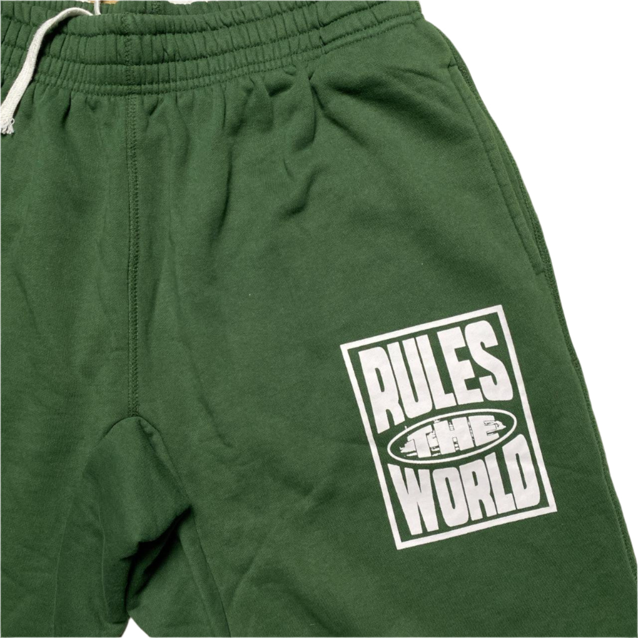 Corteiz Rules The World Green and White Shorts (XL)