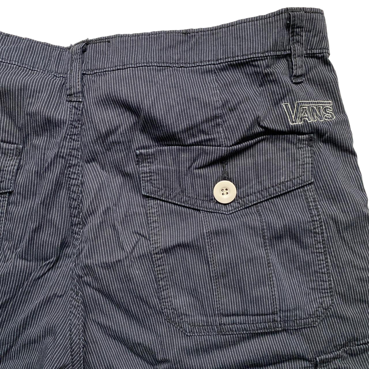 Vans Black and White Pinstripe Cargo Baggy Shorts (34W)