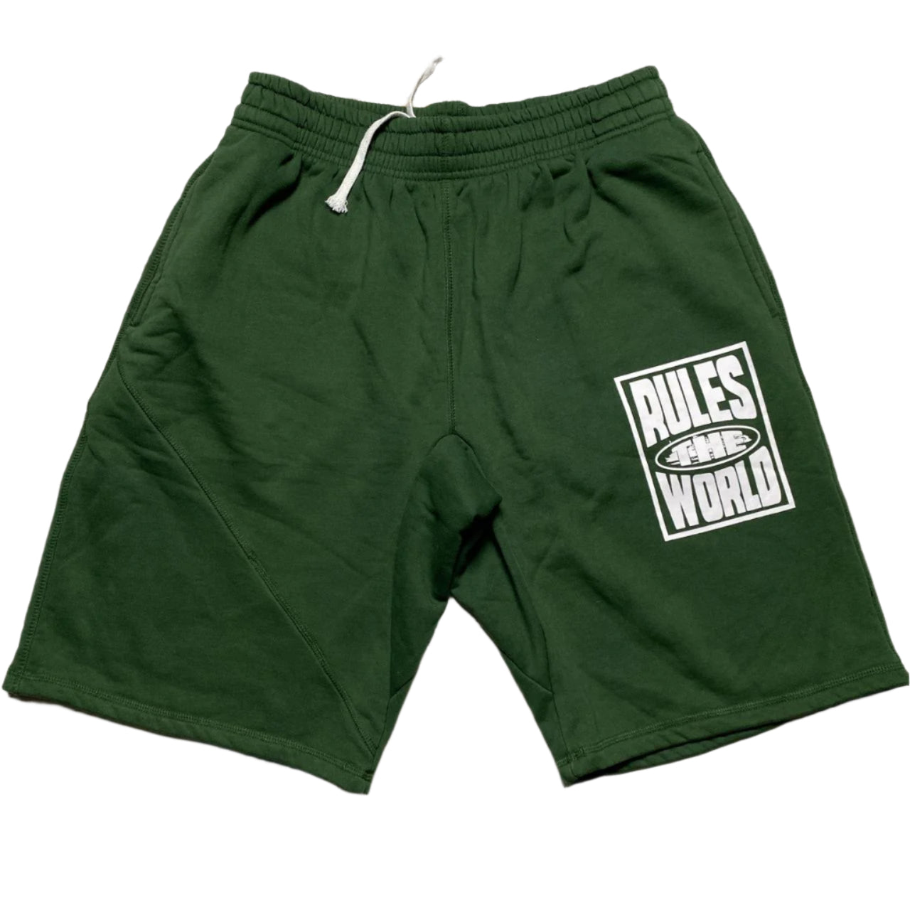 Corteiz Rules The World Green and White Shorts (XL)