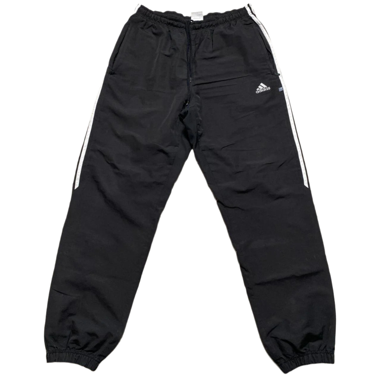 Adidas Black and White Trackpant Baggy Bottoms (L)