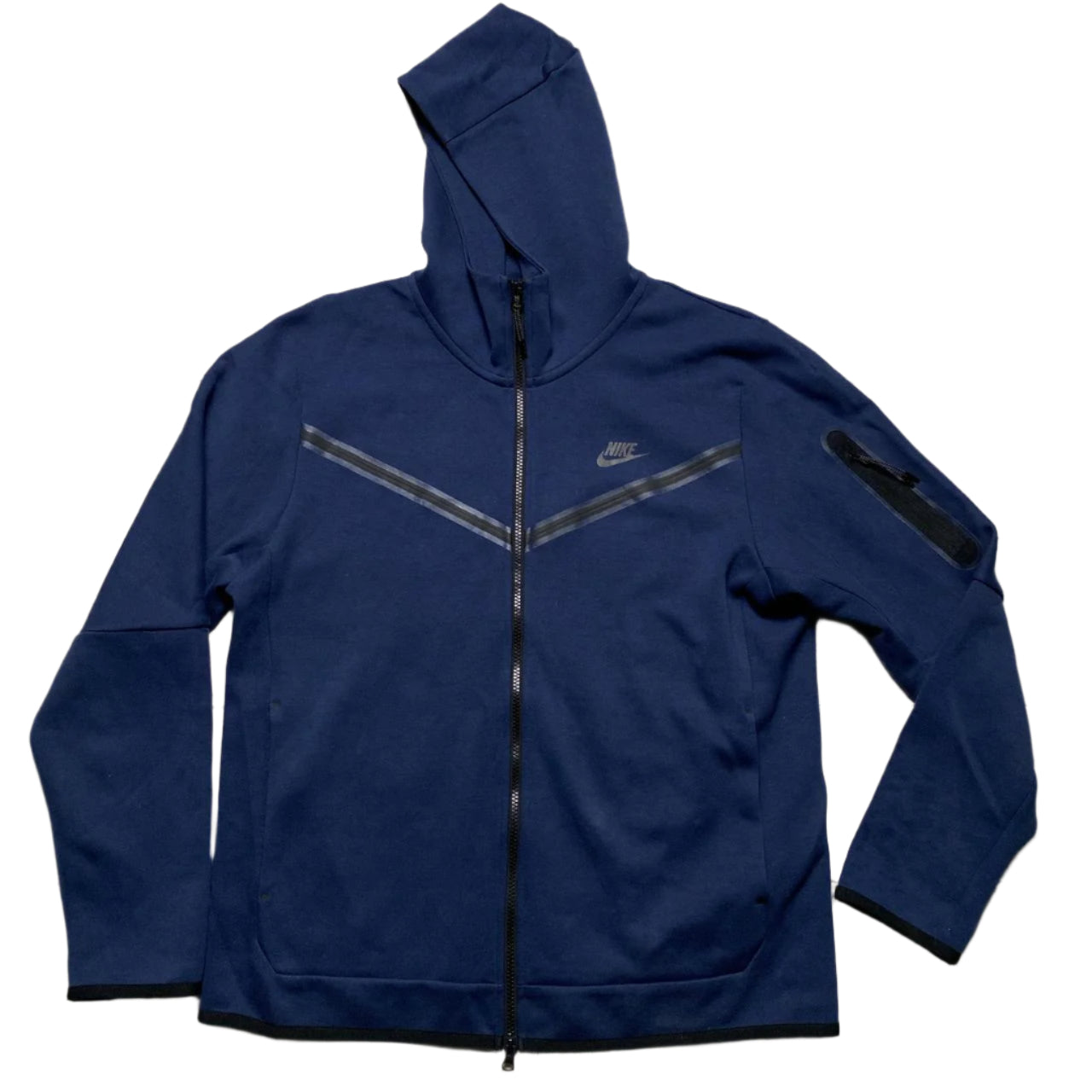 Nike Tech Fleece Navy and Black Hoodie (L)