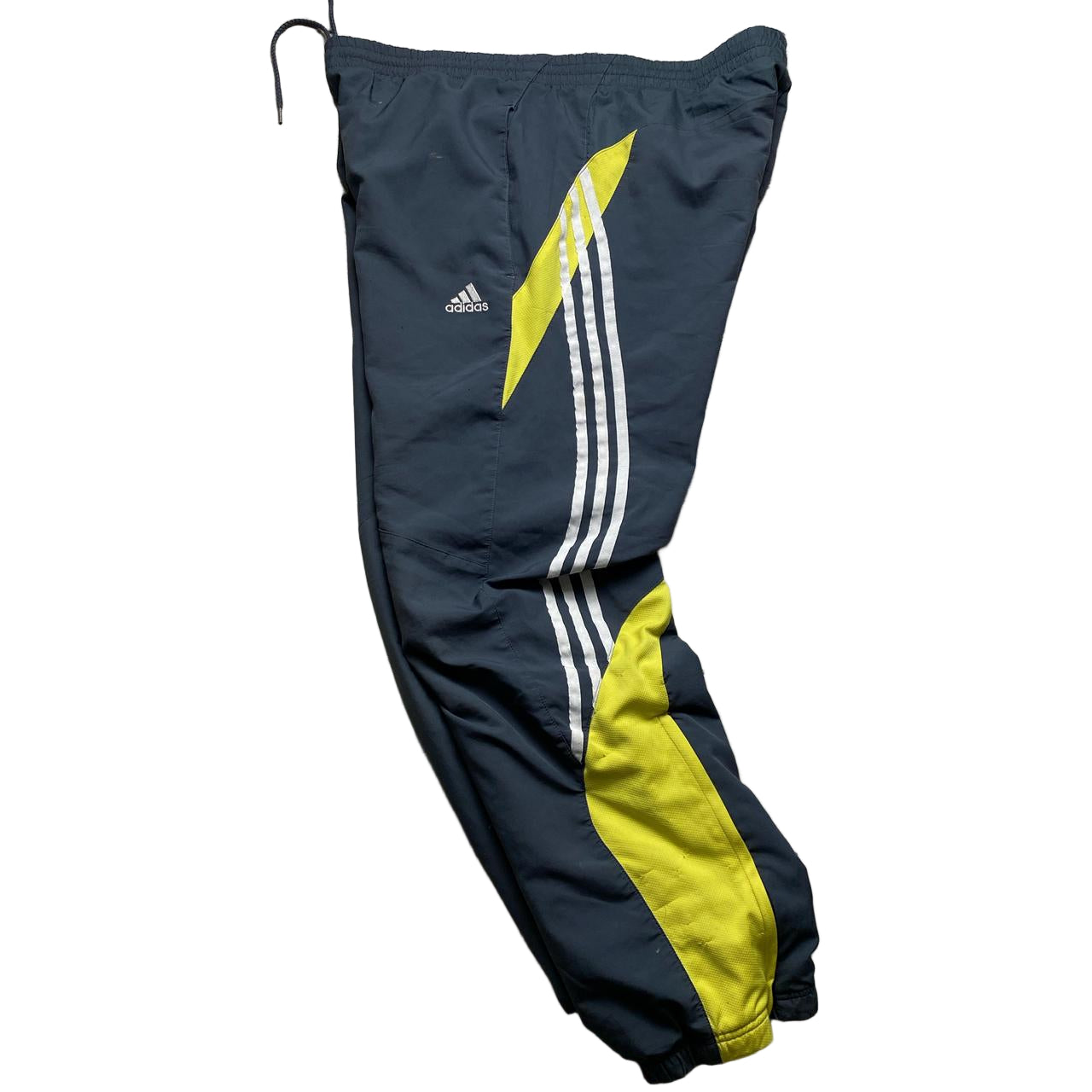 Adidas Vintage Climacool Baggy Grey Yellow and White Shell Trackpant Bottoms (M)