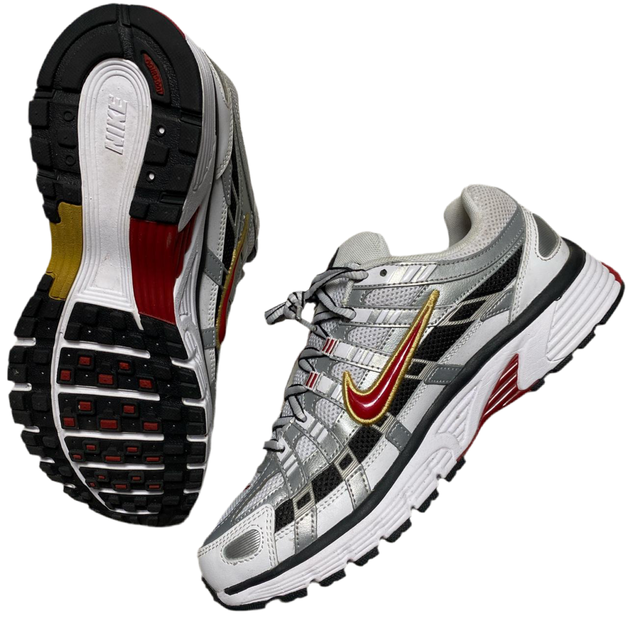 Nike P-6000 White Red Silver and Gold Womens Trainers (UK 6.5)