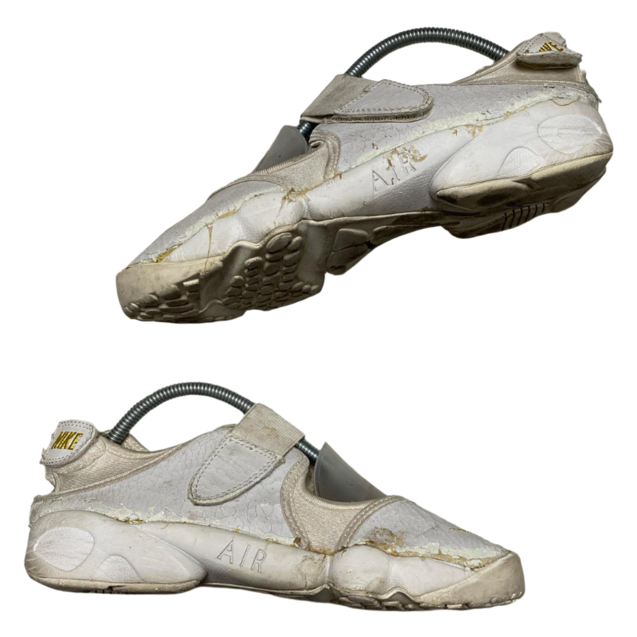Nike Air Rift Split Tabi Toe White and Yellow Gold Swoosh Sandal (UK 7)