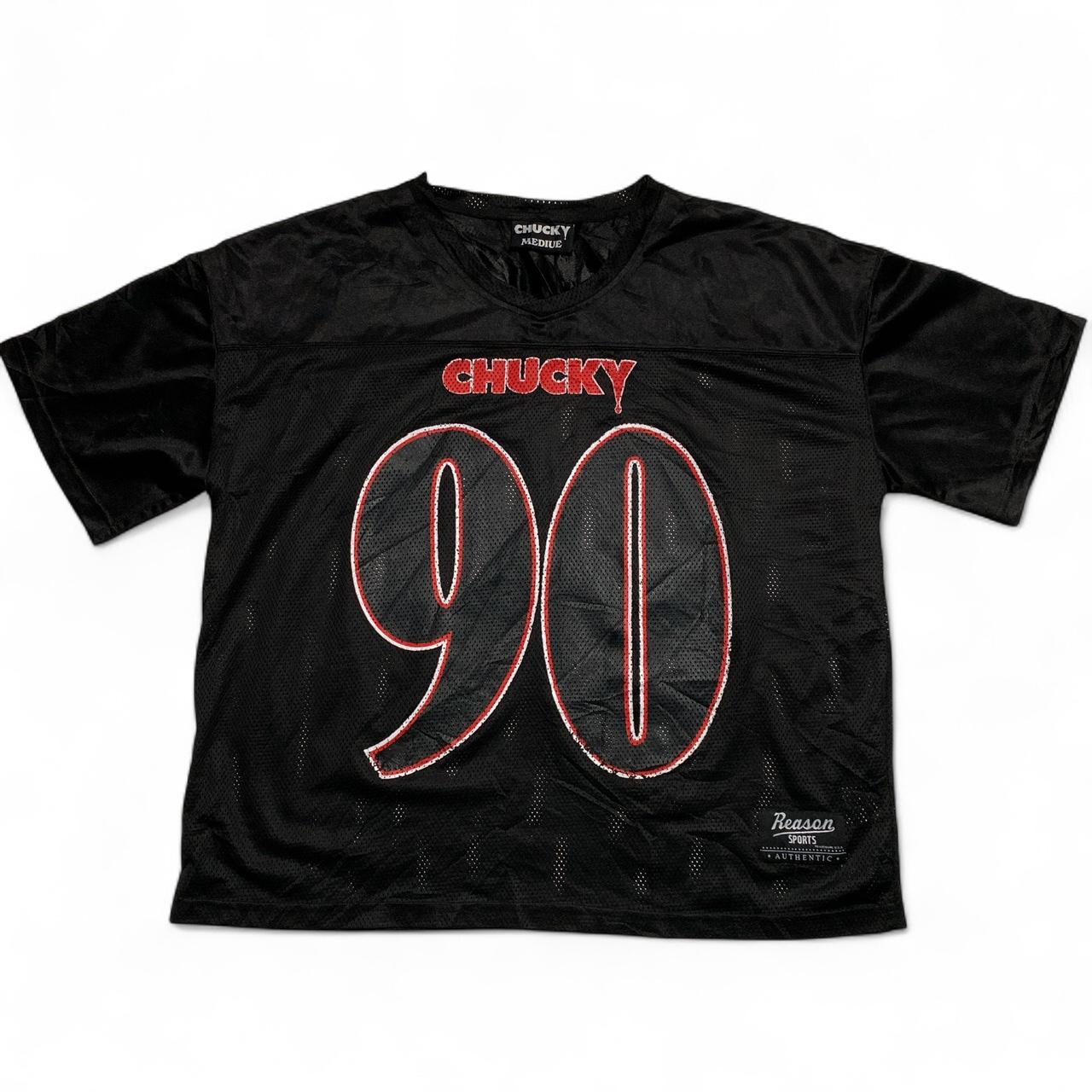 Chucky Vintage Universal Studios Football Jersey Black and Red (M)