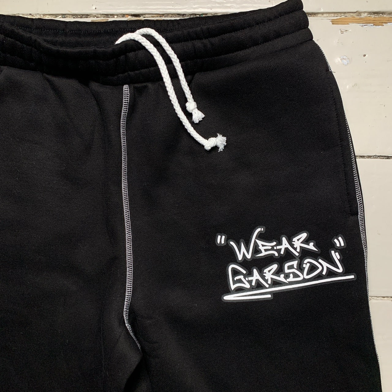 Black The Trio Contrast Stitch Sweatpants
