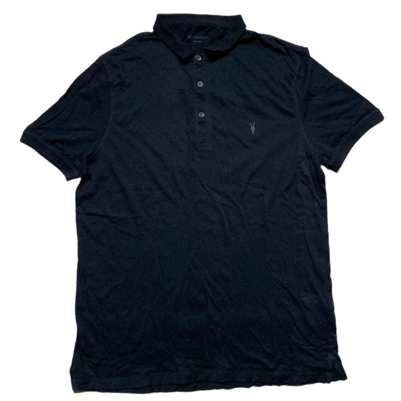 All Saints Black and Grey Polo Shirt (2XL)
