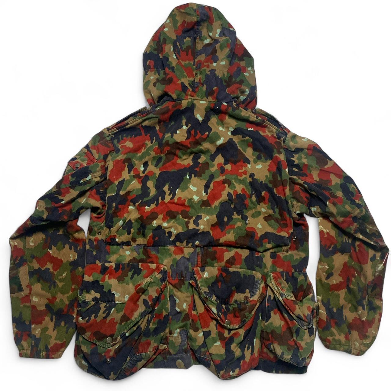 Swiss Camo M70 Camouflage Red Brown and Green Vintage Military Army Jacket (L)