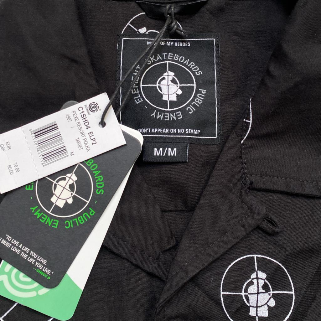 Element Skateboards Public Enemy Black and White Short Sleeve Shirt (M)