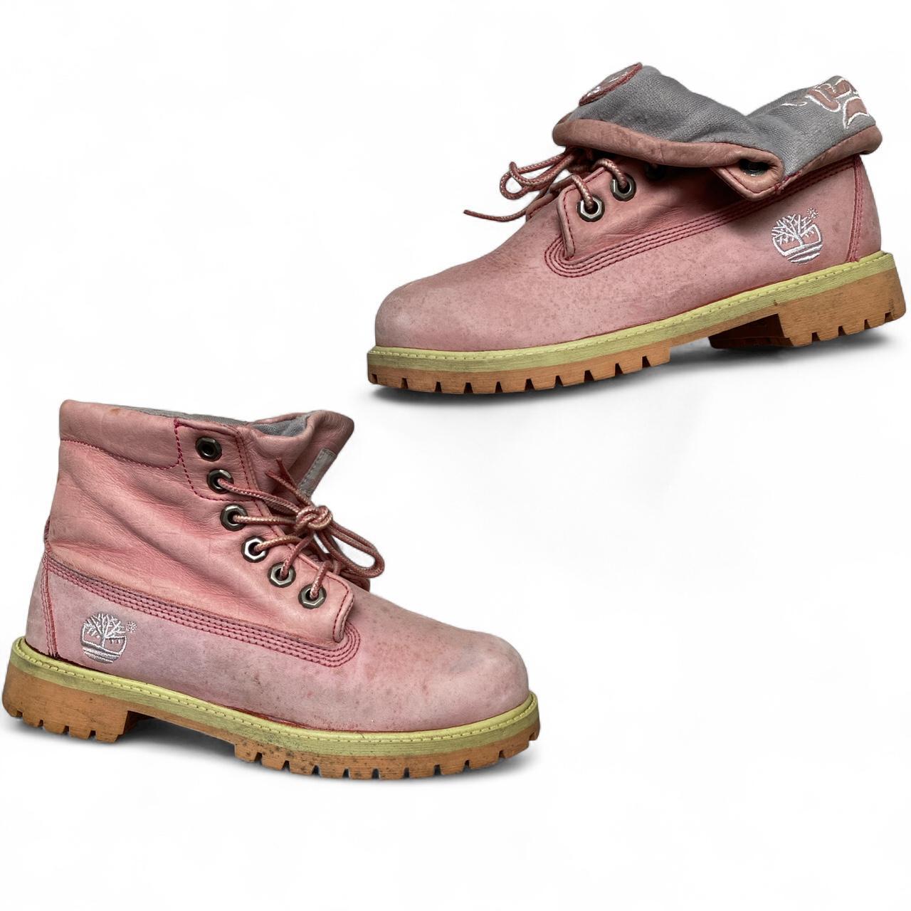 Timberland Pink and Grey Fold Over Boots (UK 3)