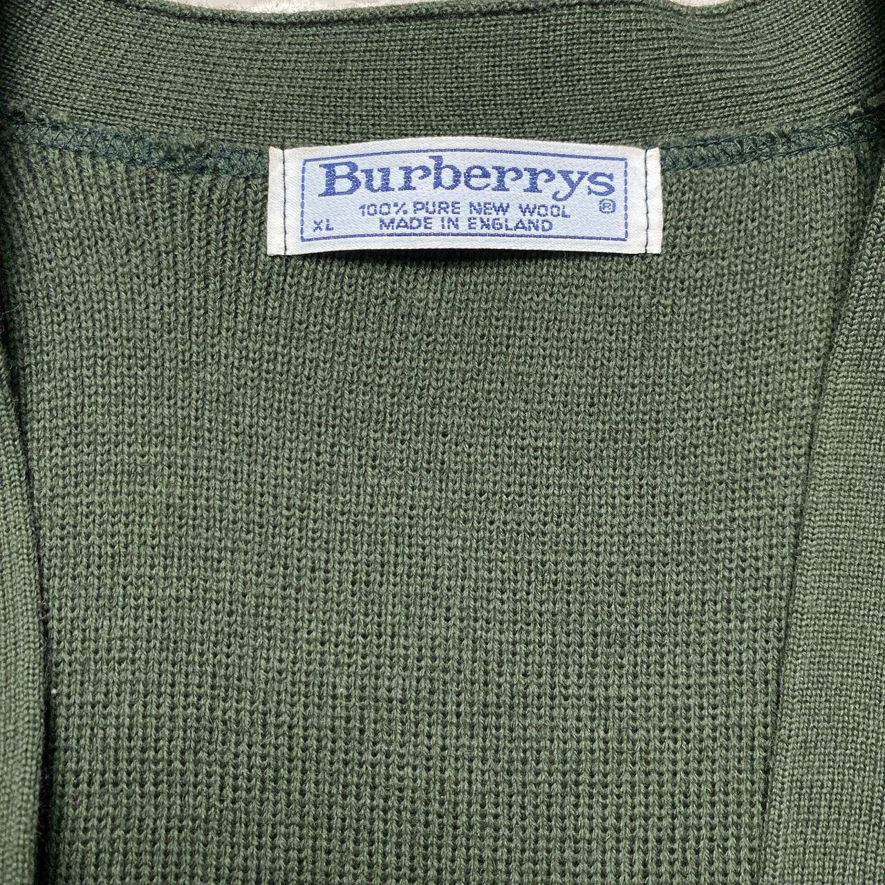 Burberry Burberrys Vintage 90’s Khaki Green Knit Cardigan with Suede Panels (XL)