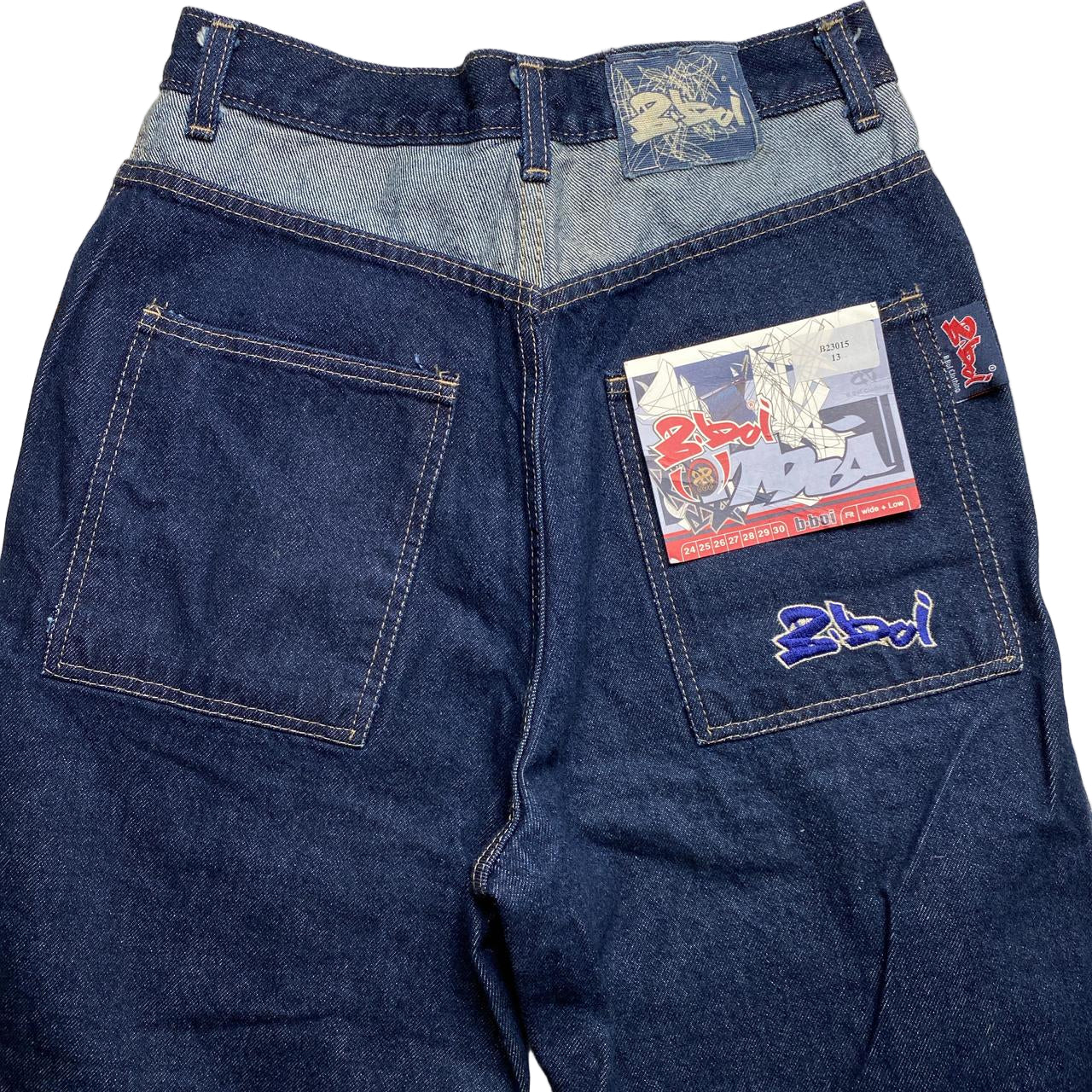 B Boi Vintage Navy Hip Hop 90’s Baggy Embroidered Jeans (28W)