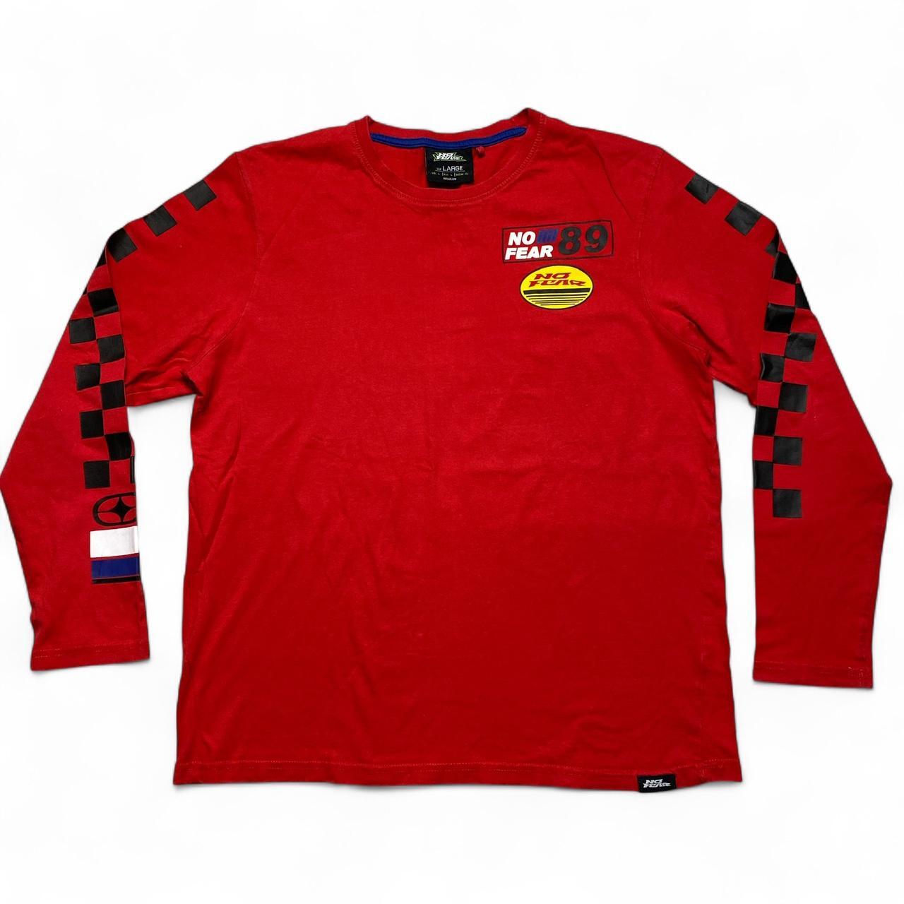No Fear Long Sleeve Red and Black Racing Long Sleeve T Shirt (L)