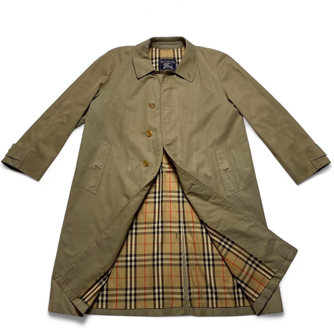 Burberry Vintage Burberrys Khaki Green Novacheck Trench Coat (L)