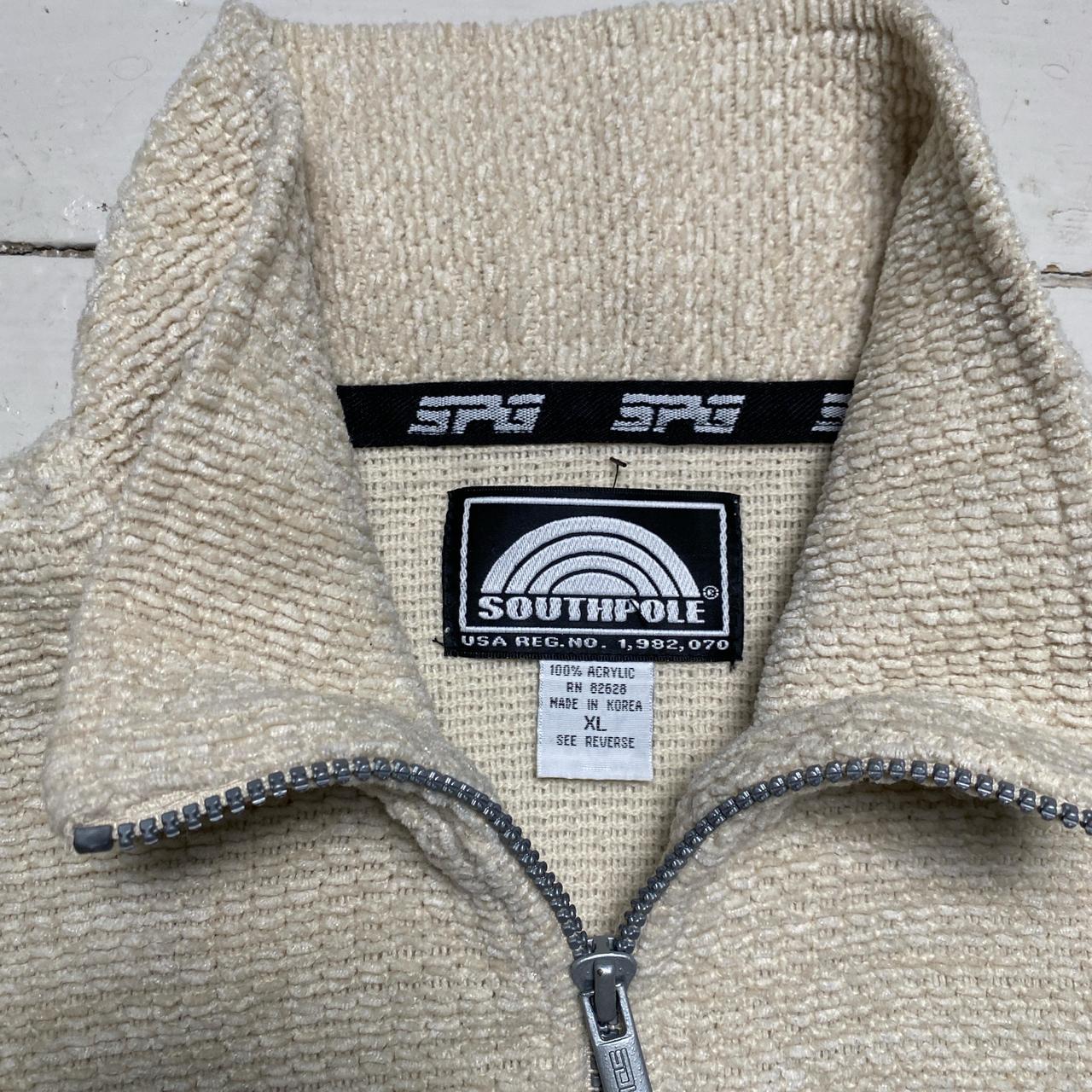 South Pole Vintage y2k 90โs Cream and Navy Quarter Zip Jumper (XL)