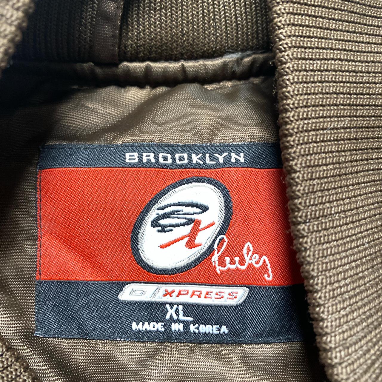 Brooklyn Xpress New York Vintage 90’s Y2K Brown Orange White Bomber Jacket (XL)